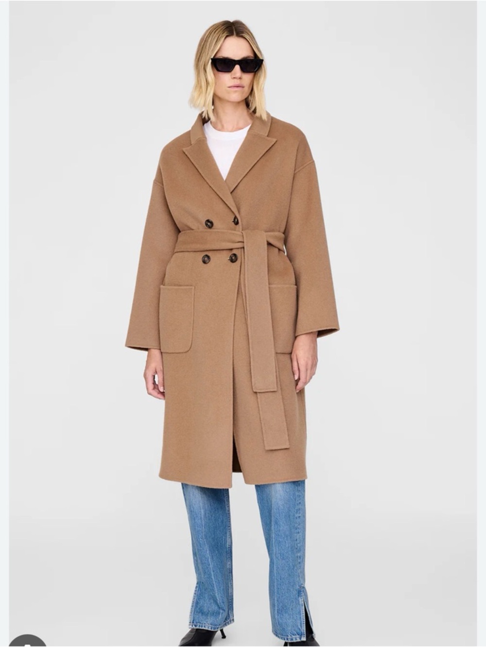 Anine Bing Dylan Coat Camel Cashmere Blend size medium